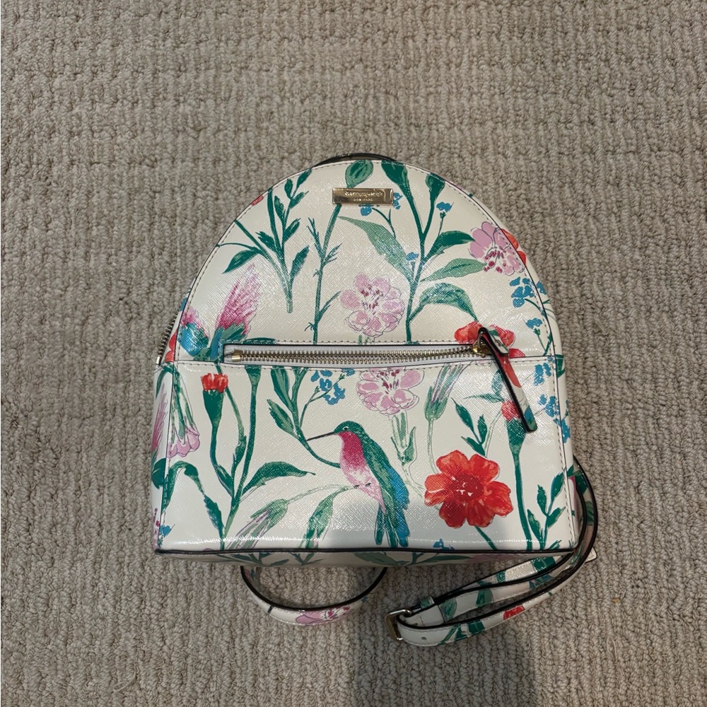 Kate Spade Red and White Floral Backpack